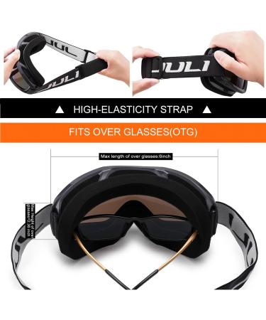 Juli Ski Goggles - Black Frame with Clear Lens (VLT 83%) for Men and Women - Ideal for Snowboarding, Skiing, Snowmobiling, and Skating - Adults - Buy Online on GoSupps.com