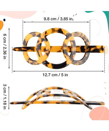 Noverlife 2PCS French Triple Ringed Hair Slider Pin Set - Non Slip Tortoise Shell Barrettes with Stick - Cellulose Acetate Ponytail Accessories - Buy Online on GoSupps.com