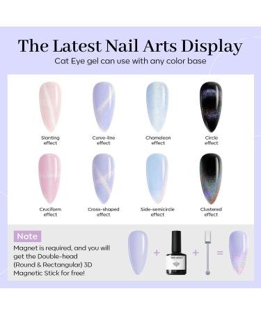 Modelones Pastel Gel Nail Polish Set - 6 Colors Cat Eye Holographic Glitter 9D Magnetic Manicure Kit for Women - Spring Daydreams Collection - Buy Online on GoSupps.com