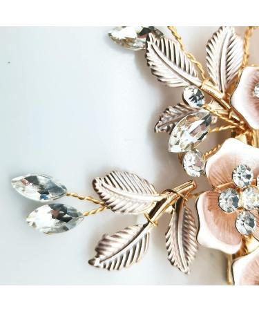 Lismyakey Wedding Clip Rhinestone Hair Clip Comb Barrette Flower Bridal Comb Barrette Handmade Flower Clip Head Pieces for Women (Gold) - Buy Online on GoSupps.com