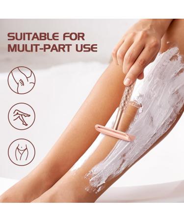 Double Edge Safety Razor for Women | Eco-Friendly Reusable Metal Razor with Silicone Cover & 10 Blades - Perfect for Travel (Rose Gold - Buy Online on GoSupps.com