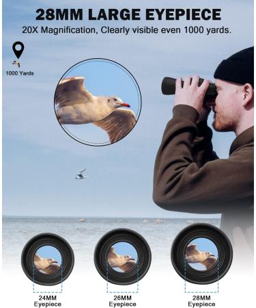 GOANDO 20x50 Binoculars for Adults and Kids High Power Compact Binoculars Large Waterproof Binoculars with Low Light Night Vision for Hunting Bird Watching Travel Sightseeing Outdoor Sports  Black - Buy Online on GoSupps.com