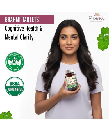 PureAyurbliss 100% Organic Brahmi Tablets with Bacopa monnieri Extract, Ayurvedic Cognitive Support for Memory, Focus, and Mental Clarity, Herbal Brain Health Formula - 90 Count - Buy Online on GoSupps.com