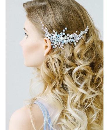 Kercisbeauty Vintage Wedding Light Blue Pearl Rhinestones and Crystal Side Headband for Bride Bridesmaids Headpiece for Prom Bun Hair Accessory (Rose Gold) - Buy Online on GoSupps.com