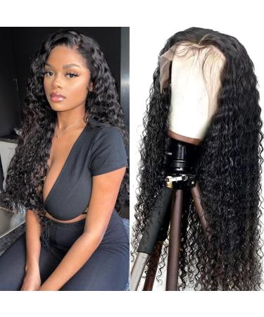 Meidisi Lace Front Wigs Human Hair Pre Plucked 13X4 Water Wave Lace Frontal Wigs with Baby Hair 150% Density Brazilian Virgin Wet and Wavy Human Hair Wigs for Black Women Natural Black Color (28 Inch) 28 Inch 13X4 water wa…