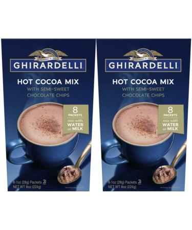 Ghirardelli Hot Cocoa with Semi-Sweet Chocolate Chips - 2 boxes with 8 packets each