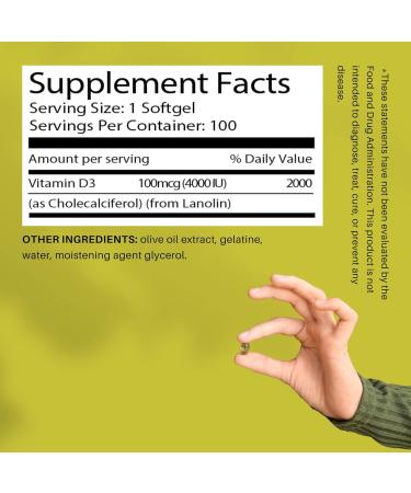 Health Pyramid Vitamin D3 4000 IU Cholecalciferol in Olive Oil Softgel - Bone & Immune Support Supplement - Buy Online on GoSupps.com