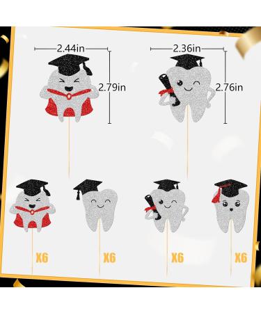 Firefairy Dental Graduation Cupcake Toppers Dentist Grad Cupcake Toppers Congrats Dentist Future Dentist Dental Scool Graduation Tooth Cake Picks 24Pcs - Buy Online on GoSupps.com