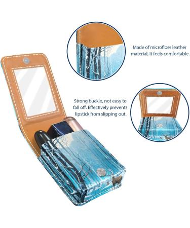 Travel Lipstick Organizer Case | Portable Makeup Bag with Mirror | Winter Forest Deer Design - Perfect for International Shipment - Buy Online on GoSupps.com