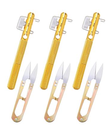 3 Pieces Fishing Practical Knot Line Tying Knotting Tool and 3 Pieces U-Shaped Scissors, Manual Portable Fast Fishing Supplies, Knot Tyers, Nail Knot Tyer, Hook Knot Tyer, and Loop Knot Tyer