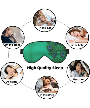 Green Peacock Feather Print Eye Mask | Ultra-Soft Light-Blocking for Optimal Comfort & Restful Sleep - International Shipping Available - Buy Online on GoSupps.com