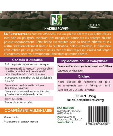 NAKURU | Fumitory | Power Range | Made in France | "Dragon's Blood!" (500 Tablets of 450mg / Net Weight: 225g) - Buy Online on GoSupps.com