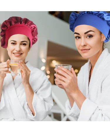 LULI 3pcs Satin Bonnet Set - Wide Elastic Band Sleep Caps for Women - Red Blue Brown Purple - Buy Online on GoSupps.com