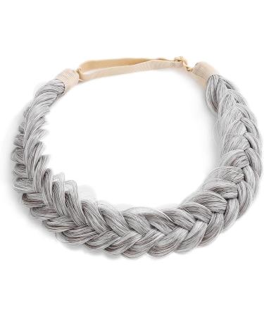 TOECWEGR Extensions Headband Hair Band Braided Classic Chunky Wide Plaited Wedding Fluffy Braids Wig Women Girl Beauty Accessory (Silver) - Buy Online on GoSupps.com