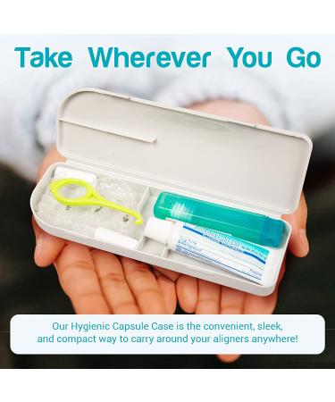 Dental Retainer Travel Case with Aligner Removal Tool - Compact Holder for Retainers, Partial Dentures, Guards, Aligners - Includes Toothbrush & Toothpaste Box - Buy Online on GoSupps.com