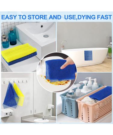 African Exfoliating Net Sponge Set - Nylon Bath Scrubber Towel for Smooth Skin - 2 Pcs Blue and Yellow - Buy Online on GoSupps.com