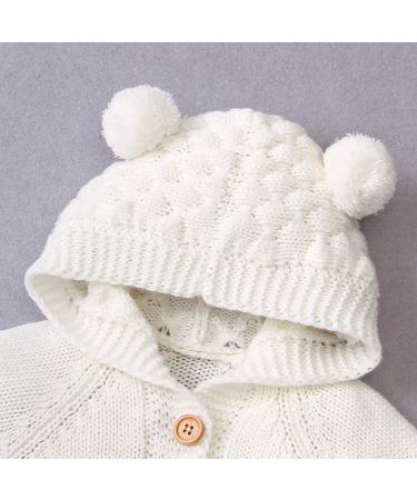 Haokaini Newborn Baby Ear Hooded Knitted Winter Romper Snowsuit 12-18 Months Beige - Buy Online on GoSupps.com