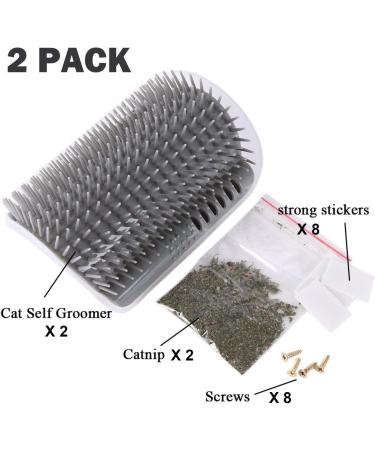 Cat Self Groomer Brushes with Catnip Wall Corner Groomers Soft Grooming Brush Scratcher and Brush for Short Long Fur Cats Softer Massage Toy for Kitten Puppy (2 Pack Grey) - Buy Online on GoSupps.com