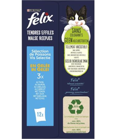 FELIX Soft Shredded in Jelly | Adult Cat | Selection of Fish | Pack of 6-12 x 85 g | Freshness sachet - Buy Online on GoSupps.com