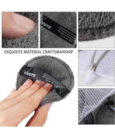 Vivote Microfibre Washable Cotton Pads - 20 Reusable Makeup Remover Pads | Soft Sustainable Facial Cleaning & Skin Care with Laundry Bag (Gray) - Buy Online on GoSupps.com