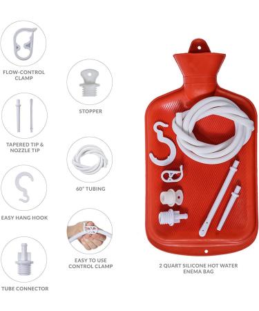 2 Quart Home Enema Kit with Hose, Tips, and Water Flow Clamp for Colon Cleansing - Enema Bag Set - Buy Online on GoSupps.com