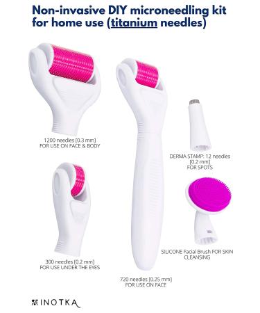 6 in 1 Titanium Derma Roller Kit for Microneedling Face and Body - 0.20, 0.25, 0.3mm Needles - Home Use Microdermabrasion Tool, Safe for Beginners - Face Roller Cosmetics - Buy Online on GoSupps.com