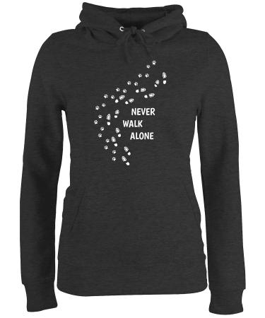 Shirtracer - Sweater Women Hoodie Women - Gift for Dog Owners - Never Walk Alone Paw Prints 1 Anthracite Mottled L
