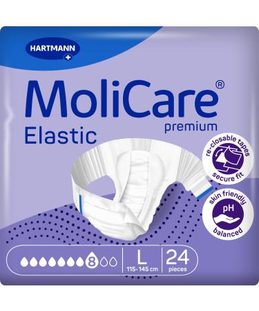 Molicare Premium Elastic Slip: with severe incontinence for women and men 8 drops size.L (115-145 cm hip circumference) 24 pieces 8 drops L 24 pieces