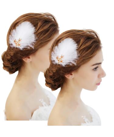 MWOOT white feather hair jewelry 4 pieces of hair clips for women headdress 1920 fascinators hair clips feather hair clips for ice skating ballet dancing performance - Buy Online on GoSupps.com