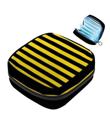 Storage bags for women's bandages black and white stripes bees texture portable menstrual pads panty lips tampons women's bandages storage holder for women school office multicolored 08