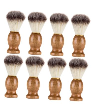 Minkissy razor brush for men wooden handle shaving brush for men goat beard template shaving brush for men portable nylon wool stainless steel 8 pieces