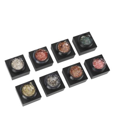 8 Colors Nail Sand Shell Gel Polish Home Nail Salon DIY Glitter Shiny Soak Off UV Gel Polish Set