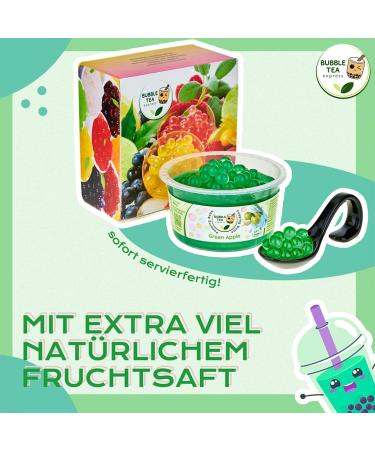 Bubble Tea Express - Fruity Popping Boba Pearls Green Apple 490g | Vegan & Gluten-Free Fruit Juice Beads | Perfect for Bubble Tea Lovers - Buy Online on GoSupps.com