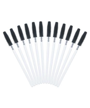 100PCS Silicone Mascara Wand Brush,Eyebrow Spoolie Brush Disposable Eyelash Brush Wands for Eyelash Extensions (Transparent Black)