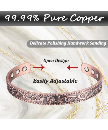 Vicmag 99.99% Pure Copper Magnetic Daisy Bracelet for Women | 6X Ultra Strength Magnets, Adjustable Size | Gift Box Included - Buy Online on GoSupps.com