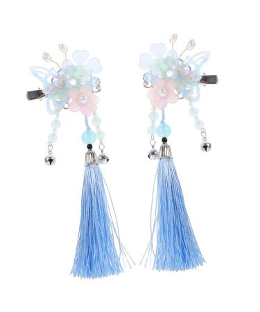 DOITOOL 1 Pair Butterfly Hair Clip Tassel Hair Clips Barrettes for Women Thin Hair Bridal Hair Accessories Hair Barrettes for Women Hanfu Hair Accessories Plastic Bride Girl Asia