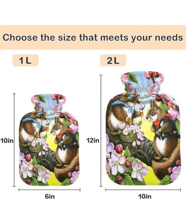 Naanle Cherry Blossom Squirrel Heat Bottle | 1L Transparent Hot Water Bottle for Pain Relief & Cold Therapy - Buy Online on GoSupps.com
