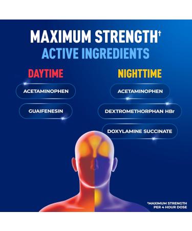 Mucinex Rapid Clear Maximum Strength Day & Night Cold and Flu Medicine for Adults Over-The-Counter Medication for Headache Relief Mucus Congestion & Cough Rapid Release Liquid Gels 24 Count 24 Count (Pack of 1) Day & N  - Buy Online on GoSupps.com