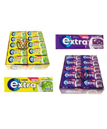 Wrigley Extra Sugar Free Chewing Gum | Extra Blueberry & Extra Apple Pick any Flavour & Number of Packs