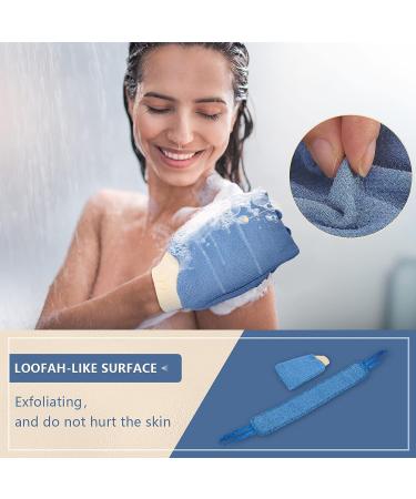 Soft Exfoliating Back and Body Scrubber Shower - Durable Bath Gloves with Loofah Surface - Easy Clean and Dry - Light Blue - Buy Online on GoSupps.com