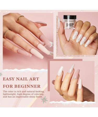 AZUREBEAUTY Dip Powder Nail Kit All Season Nude Skin Glitter 4 Colors Dipping Powder Liquid Set Recycling Tray with Base & Top Coat Activator for French Nail Art Manicure Salon DIY at Home - Buy Online on GoSupps.com