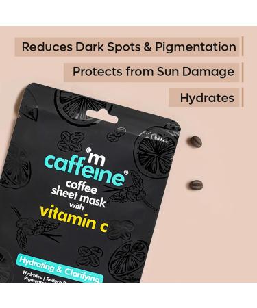 mCaffeine Coffee Sheet Mask with Vitamin C | Hydrating Hyaluronic Acid Face Mask for Dark Spot Reduction & Sun Protection - 1 pc - Buy Online on GoSupps.com
