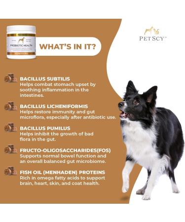 PetScy Probiotic Chews for Dogs | Prebiotic Fiber & Omega-3 | Improves Skin, Coat & Gut Health | 30 Chews - Buy Online on GoSupps.com