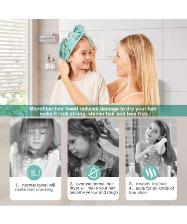 FAISOTY 3Pcs Microfiber Hair Towel for Kids - Quick Drying Hair Towel with Button - Ideal for Wet Hair Drying - Kids/Girls/Women - Buy Online on GoSupps.com
