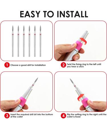 Sibba 6pcs Cuticle Drill Bit Set Flame Stainless Steel Bit with Case for Manicure Pedicure Diamond Drill Polishing File Grinding Heads Tools Metal Professional Carbide Remover Bits Acrylic Gel Nails 6pcs Pointed End - Buy Online on GoSupps.com