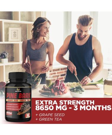 Pine Bark Extract Capsules 8650mg with Ashwagandha, Turmeric & Green Tea - Heart & Circulatory Health Support - Antioxidants Supplement - 3 Months Supply - Buy Online on GoSupps.com