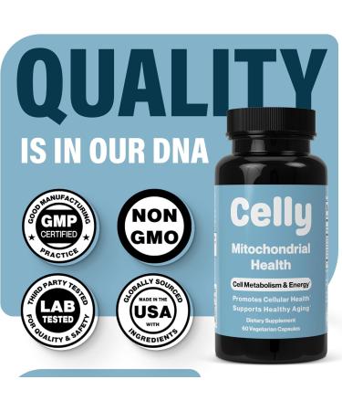 Celly Mitochondrial Health | Longevity Supplement for Cellular Nutrition and Healthy Aging | Promotes Mitochondria ATP Energy with CoQ10 Resveratrol & Green Coffee | Made in USA & 3rd Party Tested - Buy Online on GoSupps.com