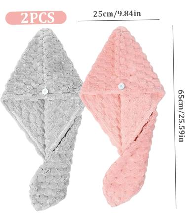 2Pcs Hair Towel Wrap - Quick Dry Microfiber Towel for Curly Hair & All Hair Types - Anti-Frizz & Button Fixing - Large 9.8x25.6 - Buy Online on GoSupps.com