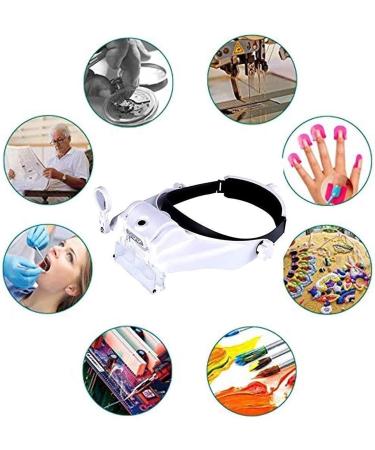 Lighted Head Magnifying Glasses Visor Headset with Light Headband Magnifier Loupe Hands-Free for Close Work Crafts Reading Repair Jewelry 5 Interchangeable Lenses - Buy Online on GoSupps.com