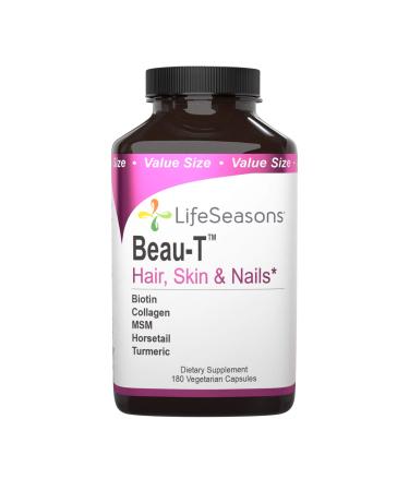 LifeSeasons - Beau-T - Hair, Nail, and Skin Supplement - Maintain Healthy Hair and Nail Growth - Supports Clear Skin - Nail Strengthener - Contains Biotin, Collagen, Turmeric - 180 Capsules 180 Count (Pack of 1)